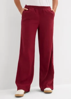 Femme bonprix Pantalons|Pantalon palazzo en lin mélangé