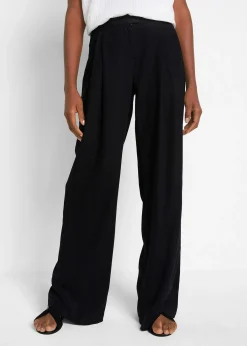 Femme bonprix Pantalons|Pantalon palazzo en lin mélangé, coupe très large