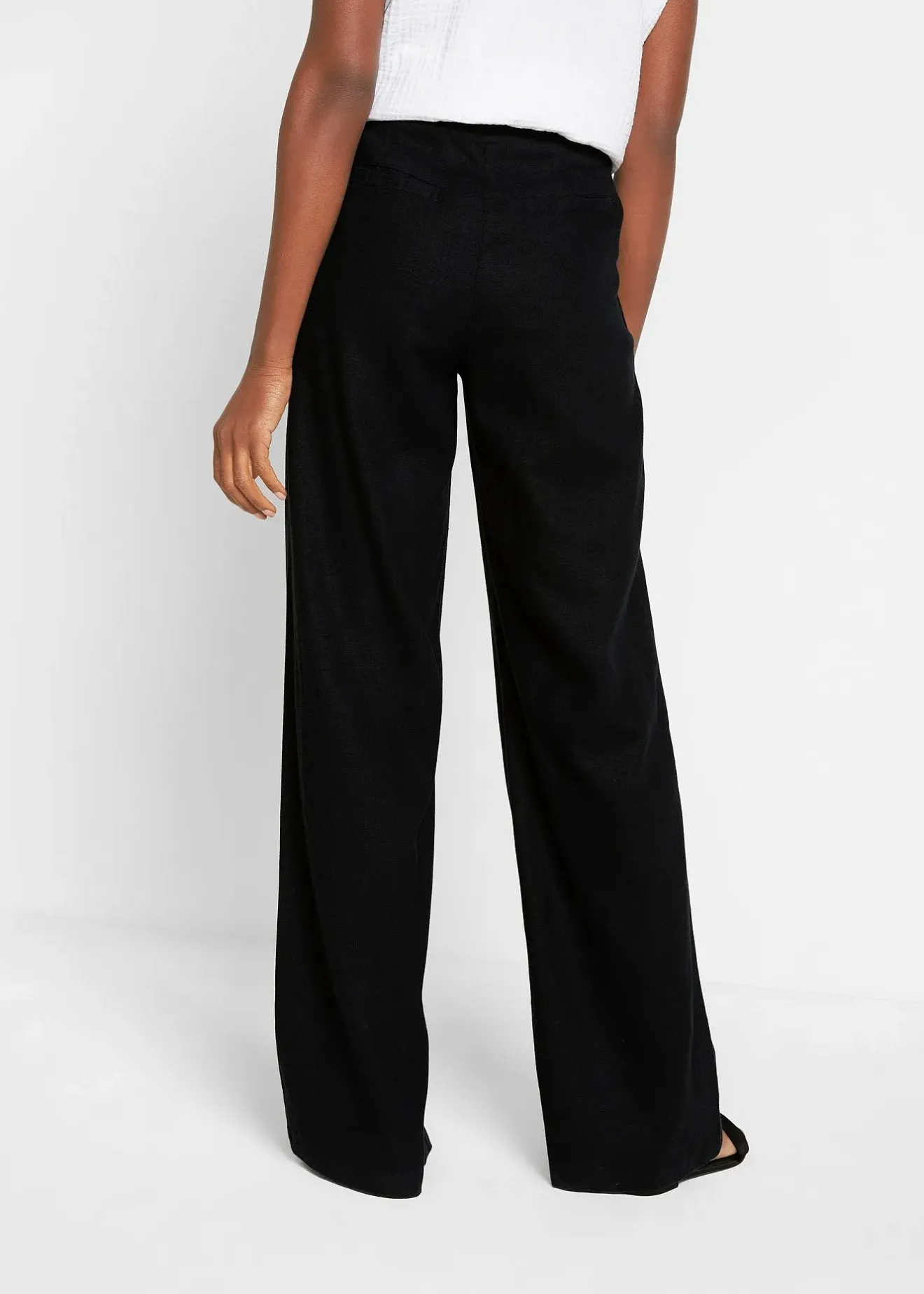 Femme bonprix Pantalons|Pantalon palazzo en lin mélangé, coupe très large
