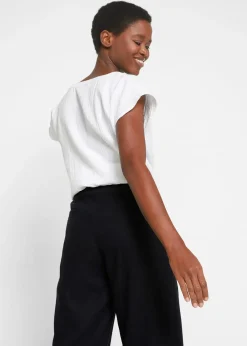 Femme bonprix Pantalons|Pantalon palazzo en lin mélangé, coupe très large