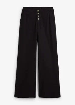 Femme bonprix Pantalons|Pantalon palazzo en lin mélangé
