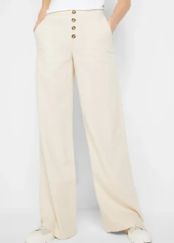 bonprix Pantalon palazzo en lin mélangé|Femme Pantalons