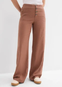 Femme bonprix Pantalons|Pantalon palazzo en lin mélangé