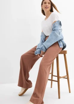 Femme bonprix Pantalons|Pantalon palazzo en lin mélangé