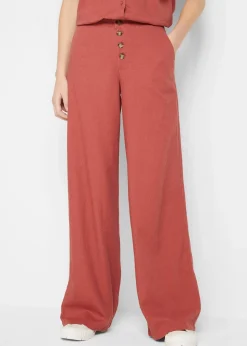 bonprix Pantalon palazzo en lin mélangé|Femme Pantalons