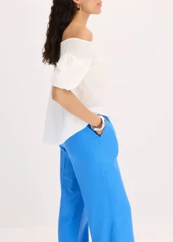 bonprix Pantalon palazzo en lin mélangé aérien|Femme Pantalons