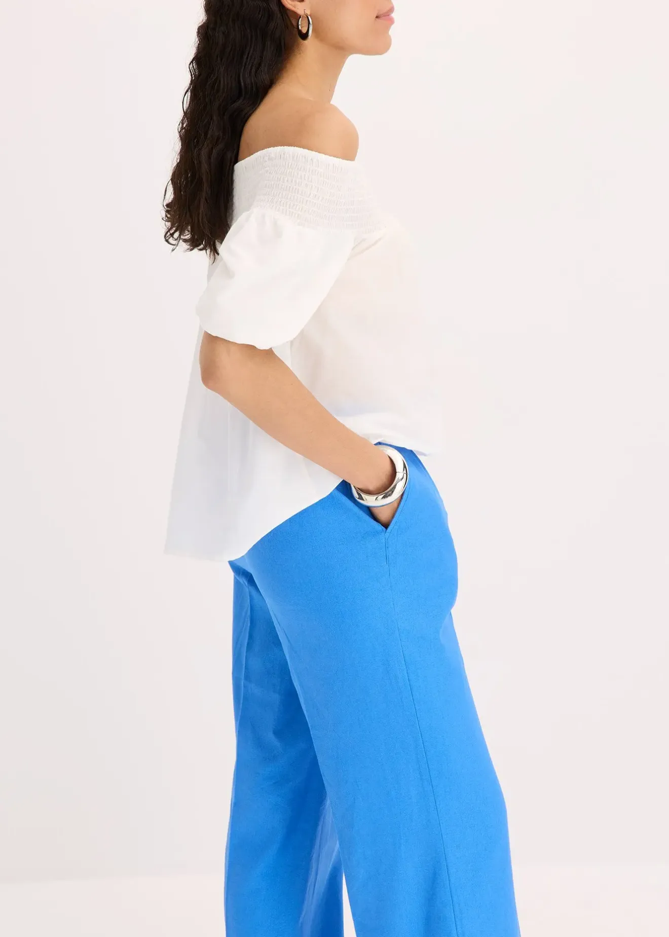 bonprix Pantalon palazzo en lin mélangé aérien|Femme Pantalons