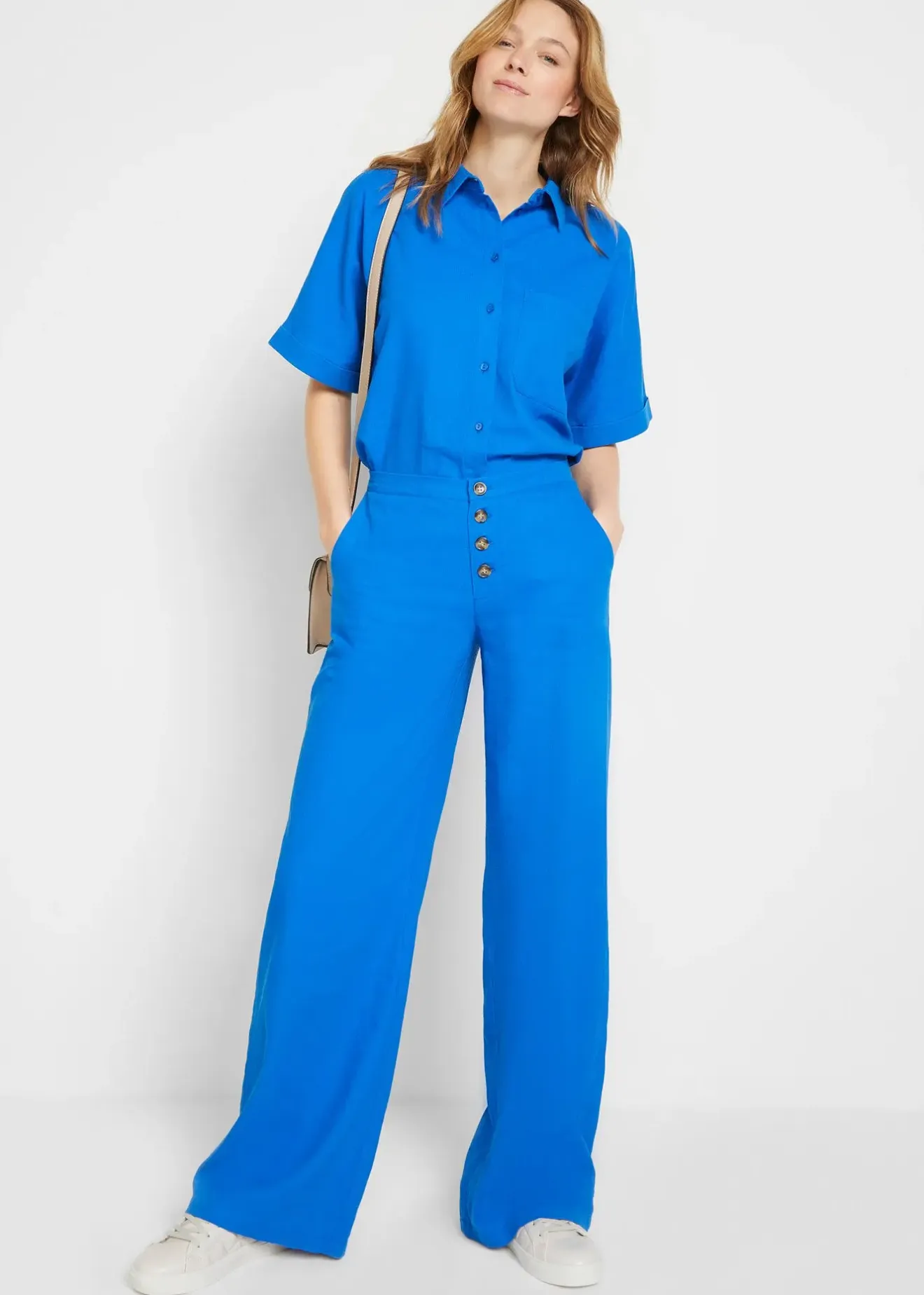 Femme bonprix Pantalons|Pantalon palazzo en lin mélangé