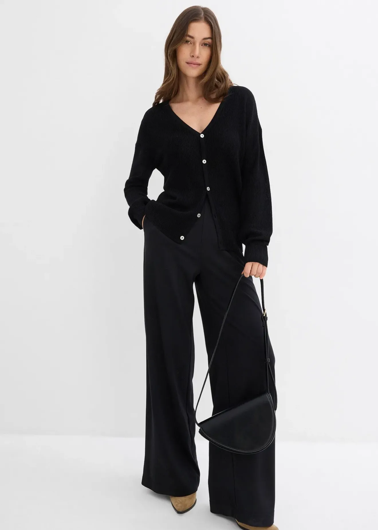 Femme bonprix Pantalons|Pantalon palazzo en Punto di Roma confortable