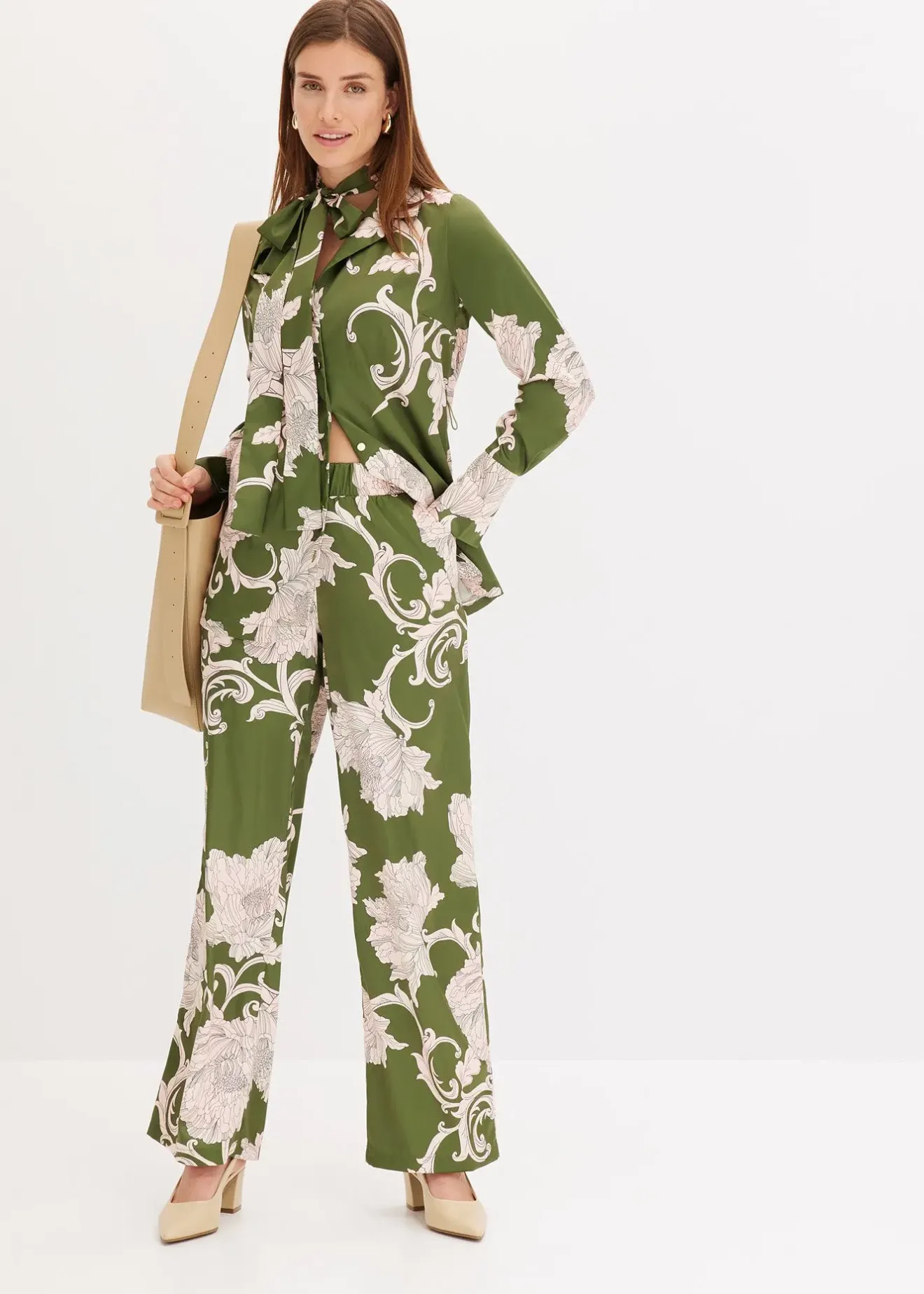 Femme bonprix Pantalons|Pantalon palazzo en satin fluide