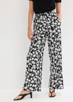 bonprix Pantalon palazzo en tissu texturé|Femme Pantalons