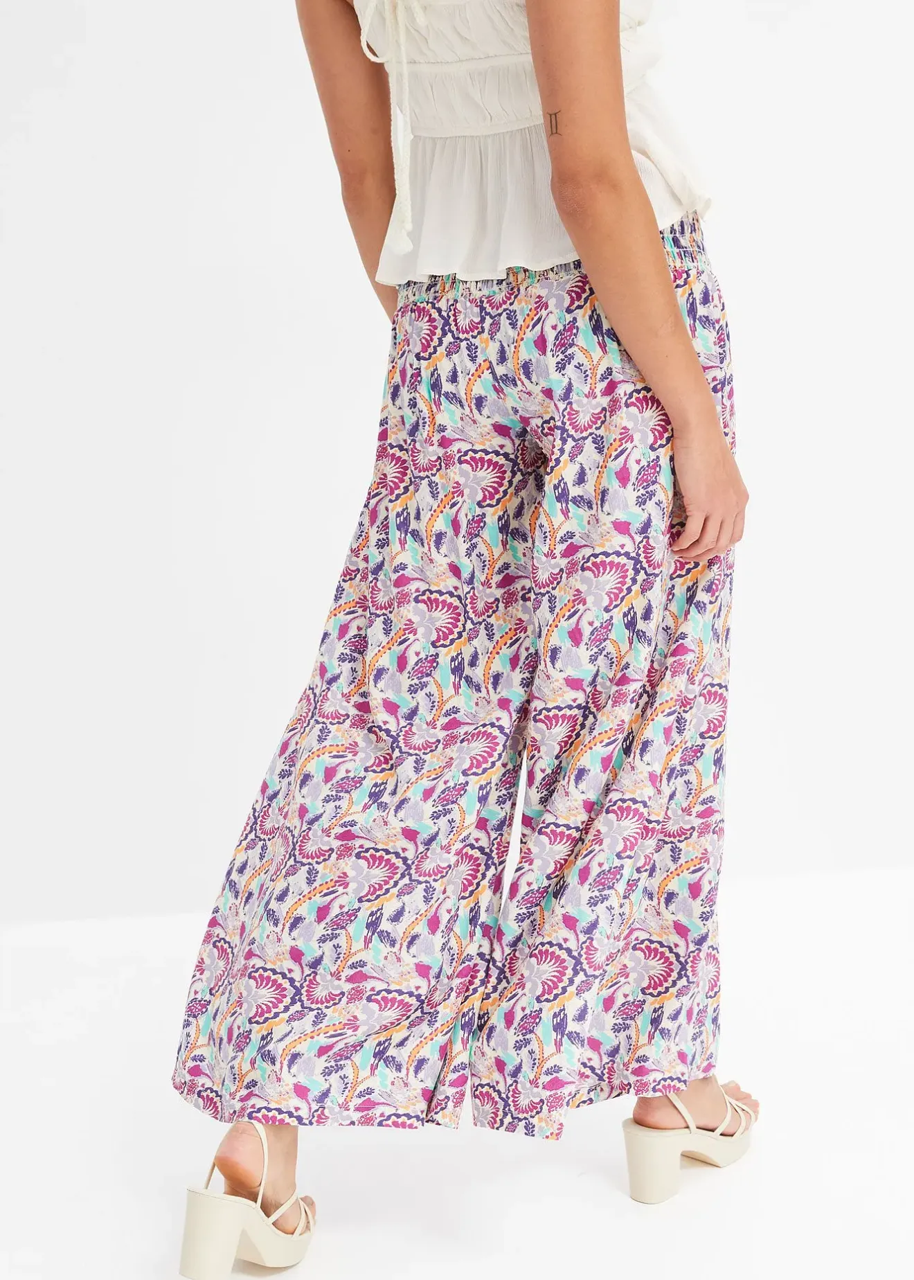 Femme bonprix Tailles Petite|Pantalon palazzo en viscose fluide