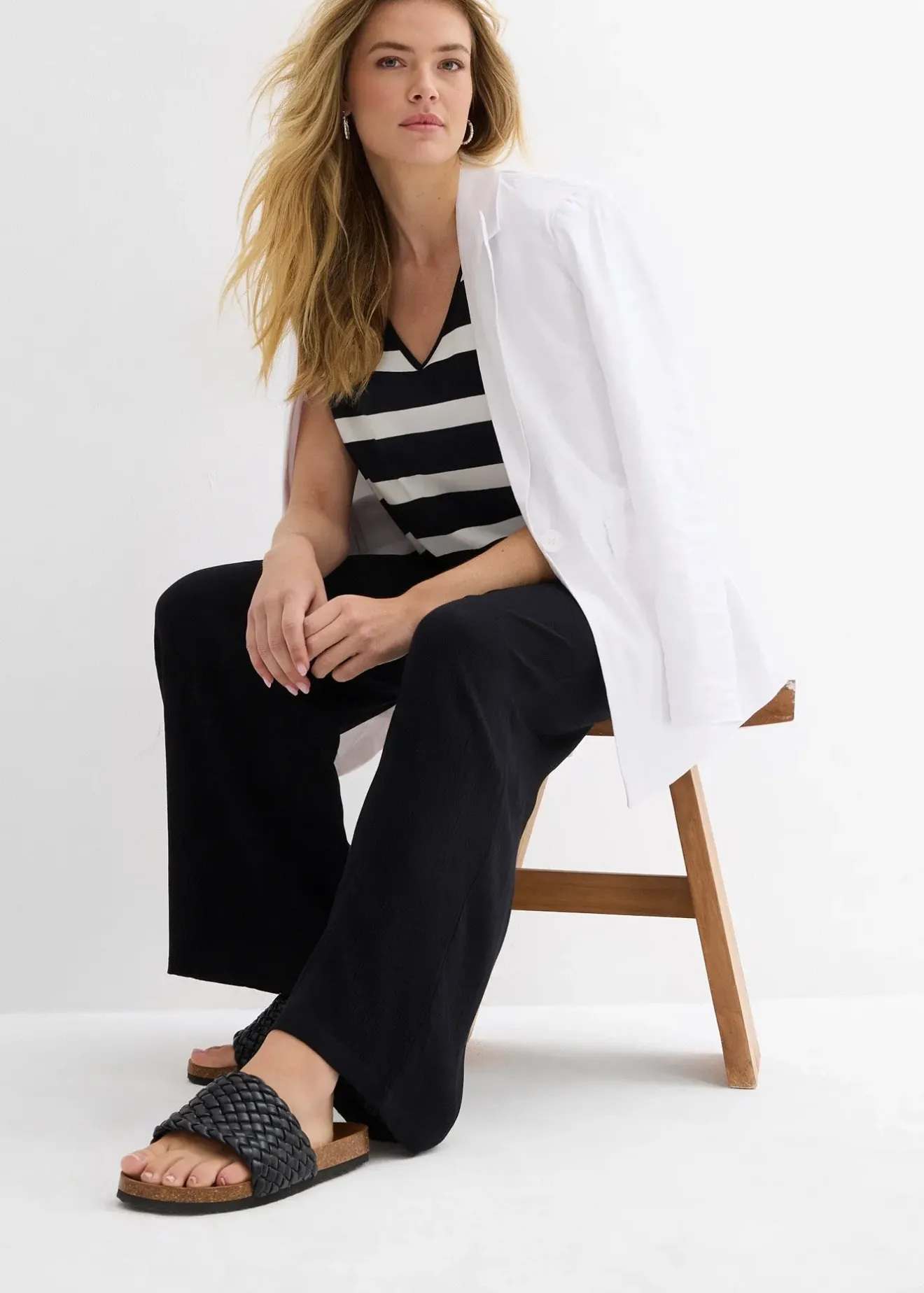 Femme bonprix Pantalons|Pantalon palazzo en viscose douce