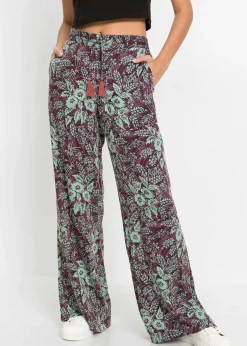 Femme bonprix Pantalons|Pantalon palazzo en viscose fluide