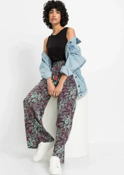 Femme bonprix Pantalons|Pantalon palazzo en viscose fluide