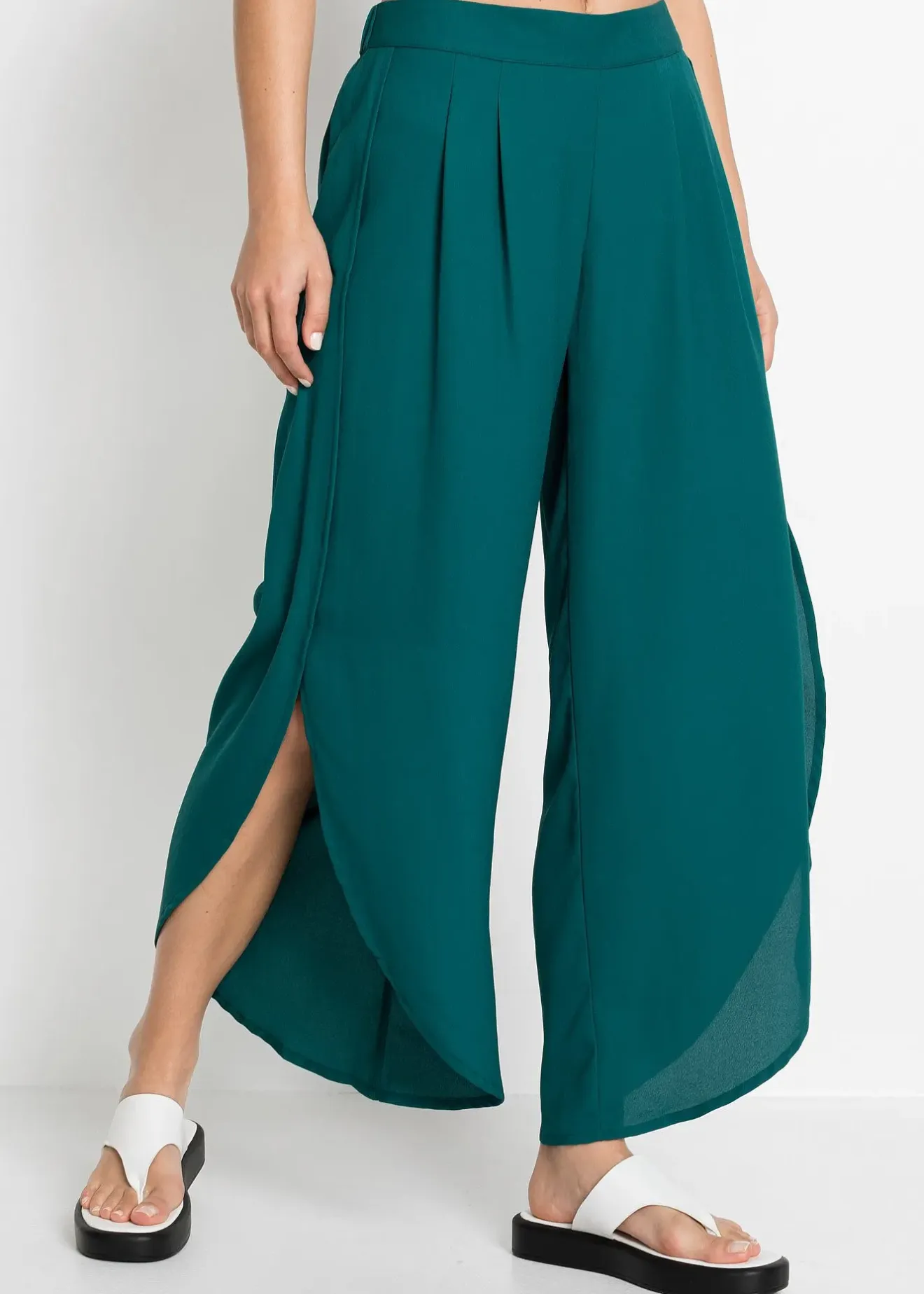 bonprix Pantalon palazzo fendu sur les côtés|Femme Pantalons