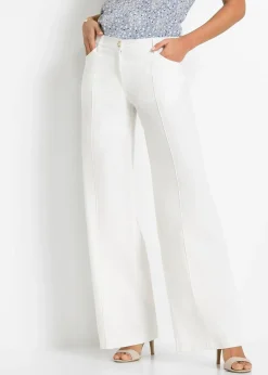 bonprix Pantalon palazzo léger en lin mélangé|Femme Pantalons