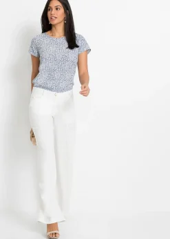 bonprix Pantalon palazzo léger en lin mélangé|Femme Pantalons