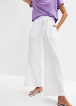 Femme bonprix Pantalons|Pantalon palazzo léger en gaze de coton