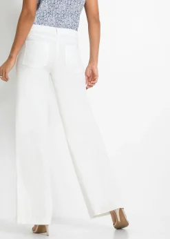 Femme bonprix Tailles Petite|Pantalon palazzo léger en lin mélangé