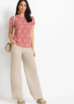 Femme bonprix Pantalons|Tailles Petite|Pantalon palazzo léger en lin mélangé