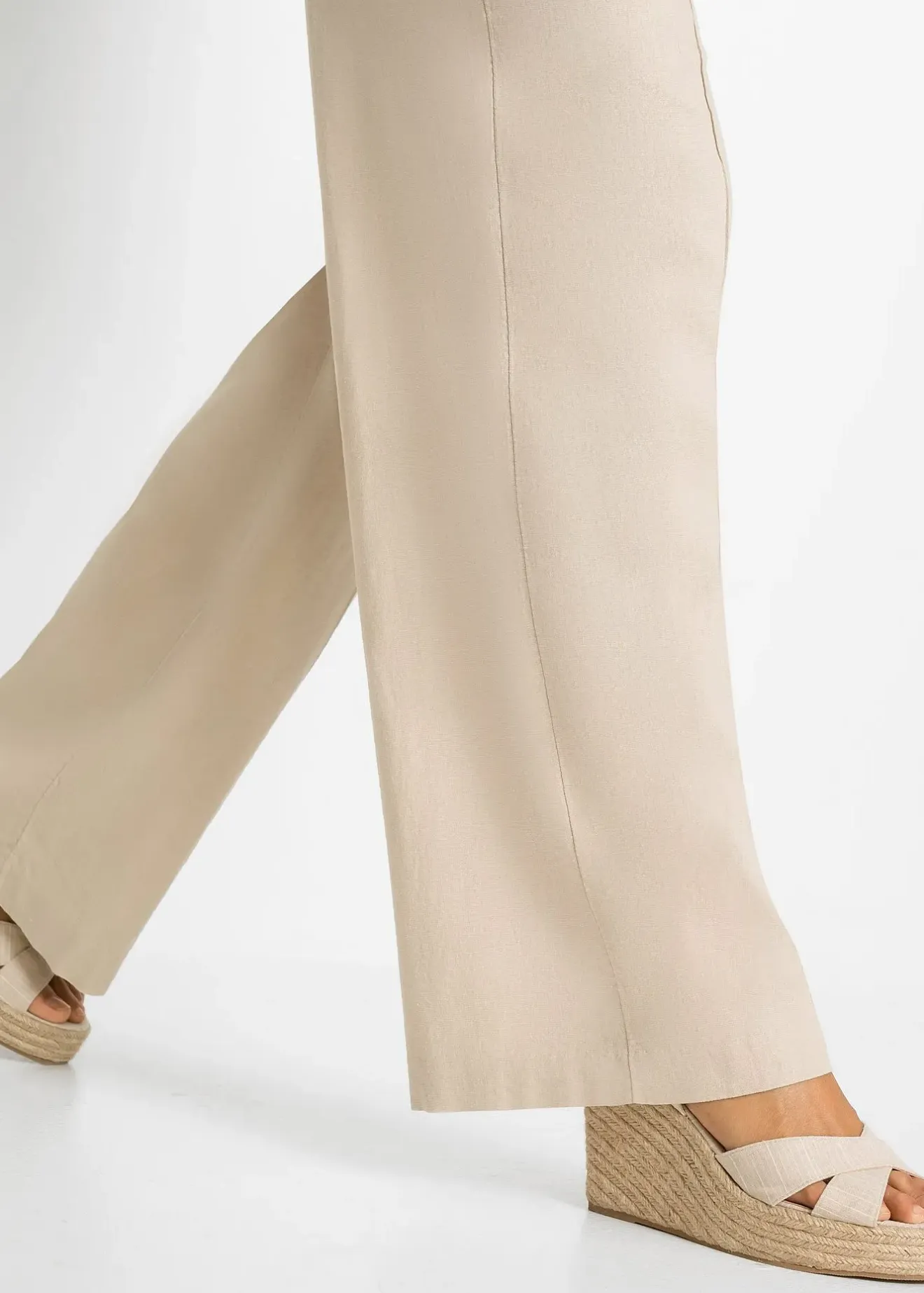 Femme bonprix Pantalons|Tailles Petite|Pantalon palazzo léger en lin mélangé