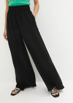 Femme bonprix Pantalons|Pantalon palazzo léger et fluide, taille haute et confortable, long