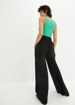 Femme bonprix Pantalons|Pantalon palazzo léger et fluide, taille haute et confortable, long
