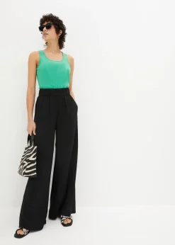 Femme bonprix Pantalons|Pantalon palazzo léger et fluide, taille haute et confortable, long