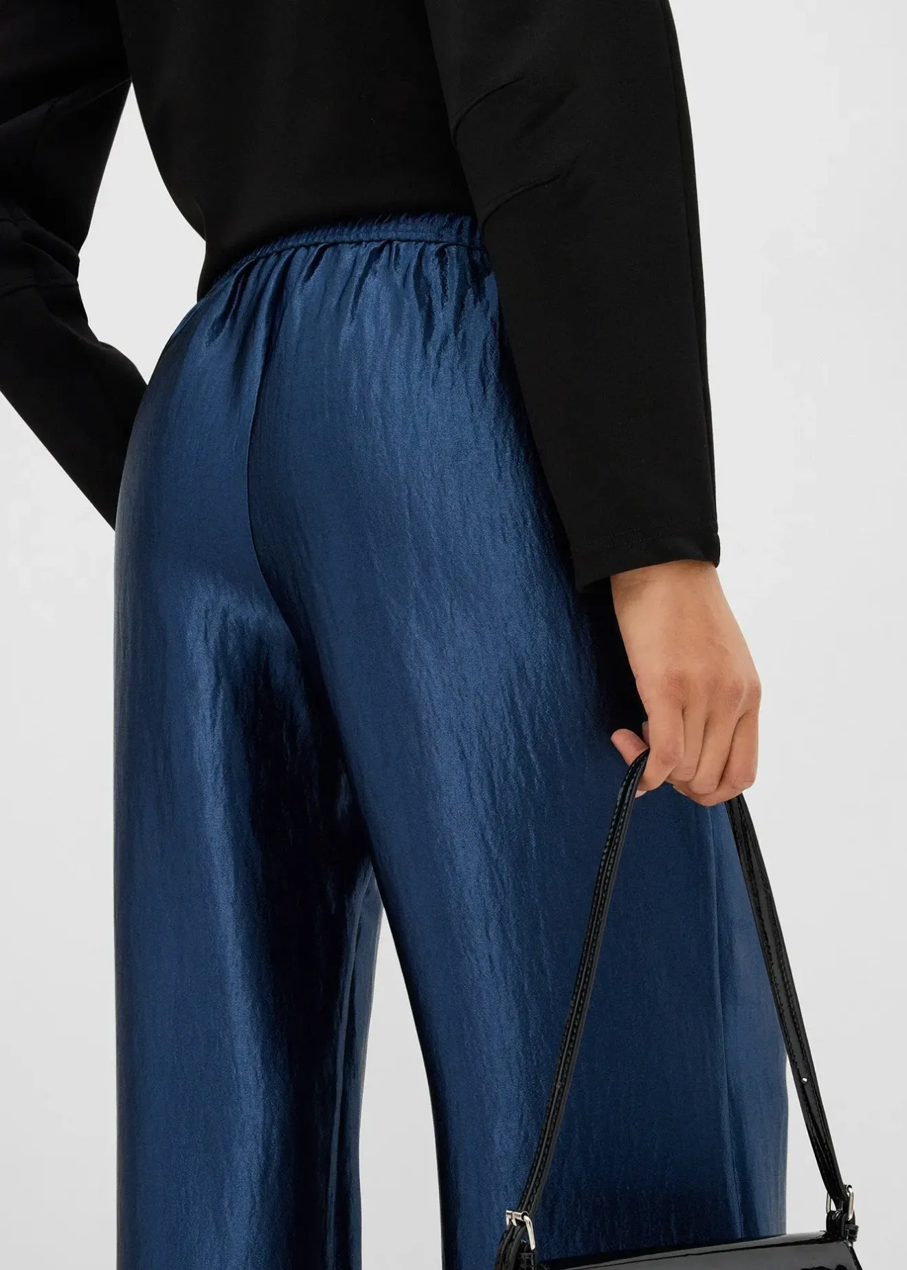 bonprix Pantalon palazzo satiné à taille élastiquée|Femme Pantalons