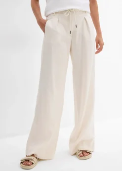 bonprix Pantalon paper bag en lin mélangé léger|Femme Pantalons