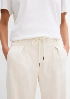 bonprix Pantalon paper bag en lin mélangé léger|Femme Pantalons