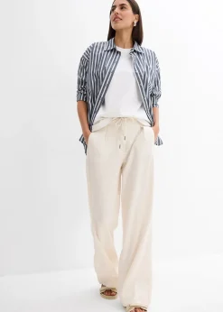 bonprix Pantalon paper bag en lin mélangé léger|Femme Pantalons