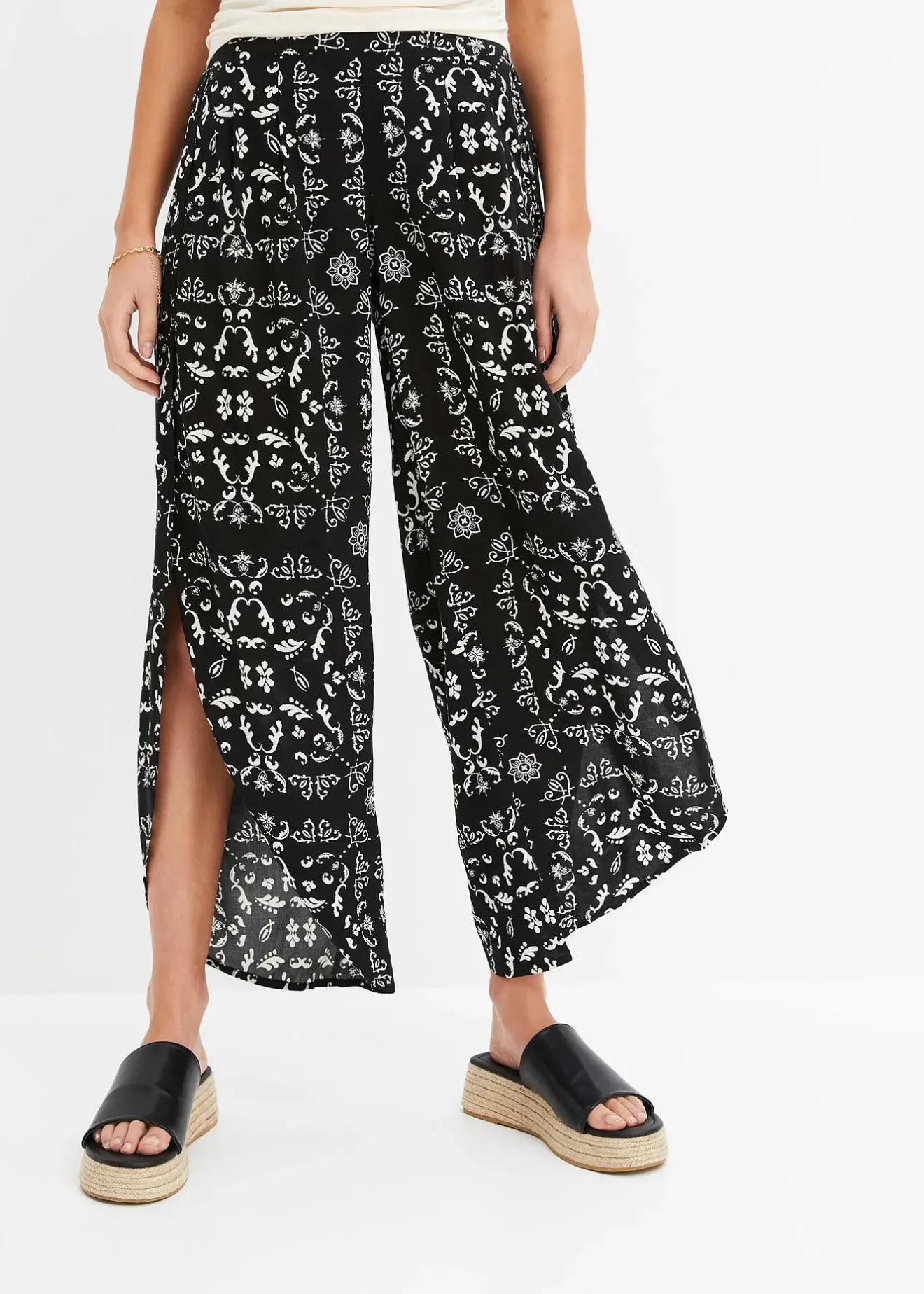 Femme bonprix Pantalons|Pantalon paréo fendu sur les côtés