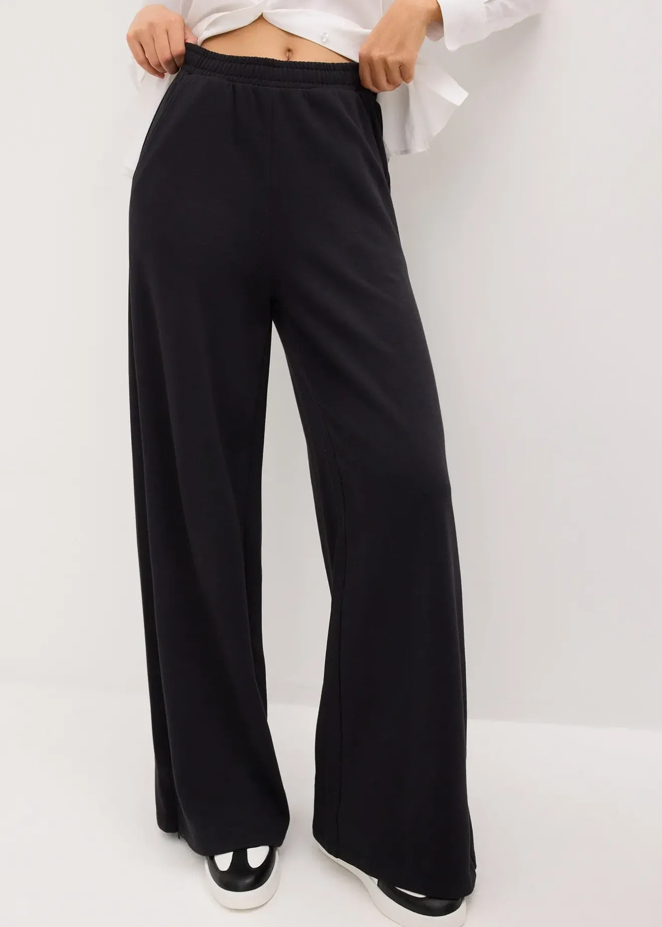 Femme bonprix Sweats|Pantalons|Pantalon sweat de jogging large en coton mélangé