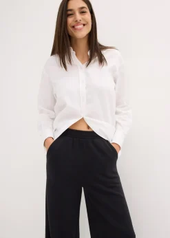 Femme bonprix Sweats|Pantalons|Pantalon sweat de jogging large en coton mélangé