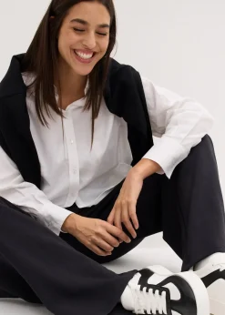 Femme bonprix Sweats|Pantalons|Pantalon sweat de jogging large en coton mélangé