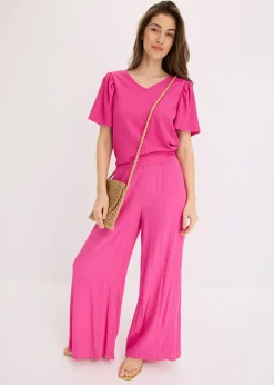 bonprix Pantalon taille élastiquée en viscose fluide|Femme Pantalons