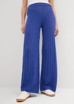Femme bonprix Pantalons|Pantalon taille élastiquée en maille ajourée