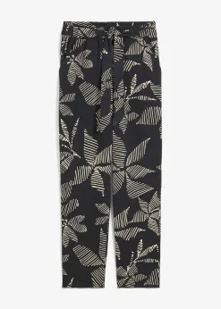 Femme bonprix Pantalons|Pantalon taille élastiquée avec lien à nouer