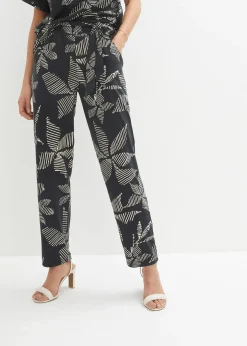 Femme bonprix Pantalons|Pantalon taille élastiquée avec lien à nouer