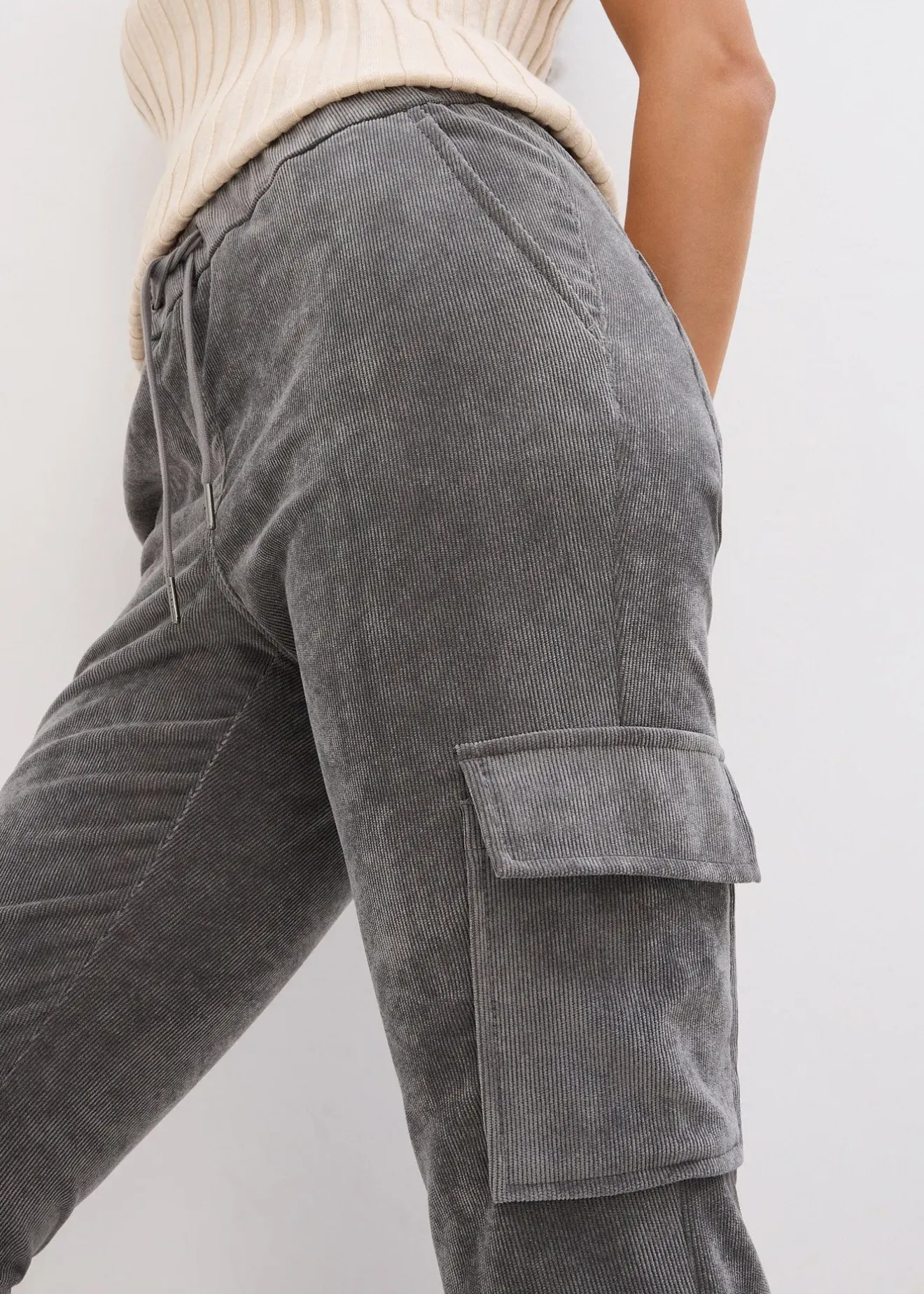 Femme bonprix Pantalons|Pantalon taille élastiquée en velours côtelé