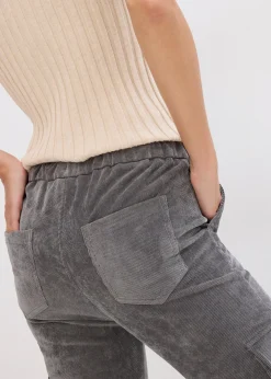 Femme bonprix Pantalons|Pantalon taille élastiquée en velours côtelé