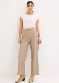 Femme bonprix Pantalons|Pantalon tissé en lin et coton