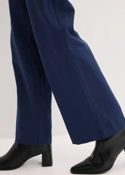 bonprix Pantalon tissé en lin et coton|Femme Pantalons