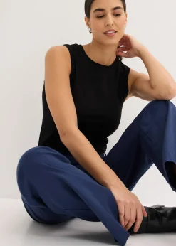 bonprix Pantalon tissé en lin et coton|Femme Pantalons