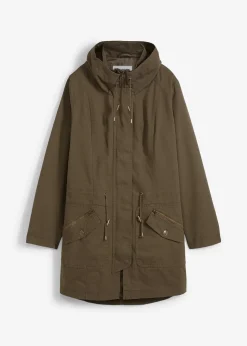 bonprix Parka courte en coton à col montant, cintrée|Femme Vestes & Manteaux