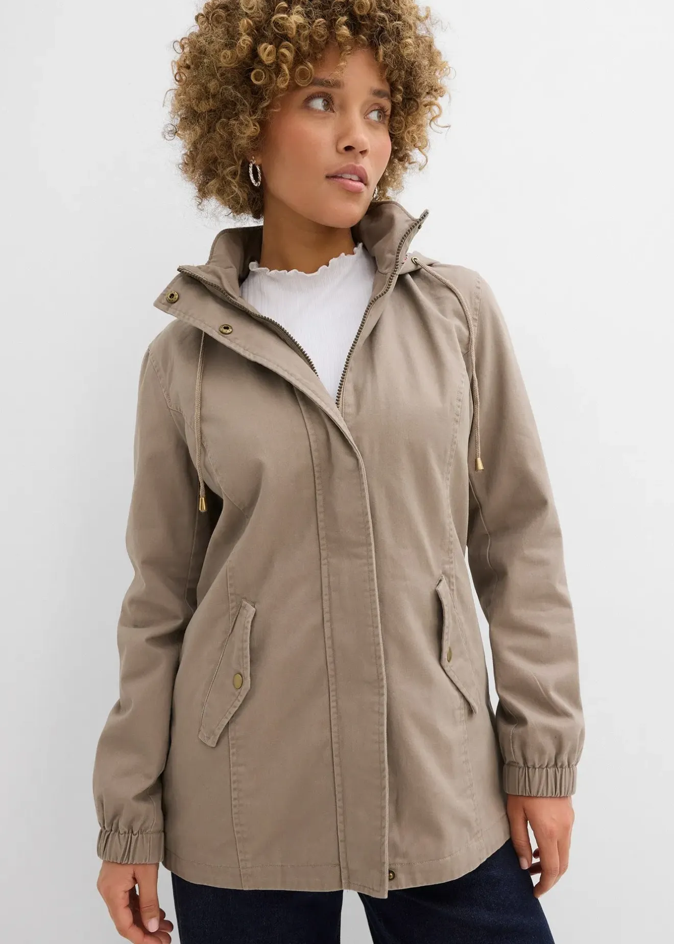 Femme bonprix Vestes & Manteaux|Parka de mi-saison en coton avec capuche imprimée