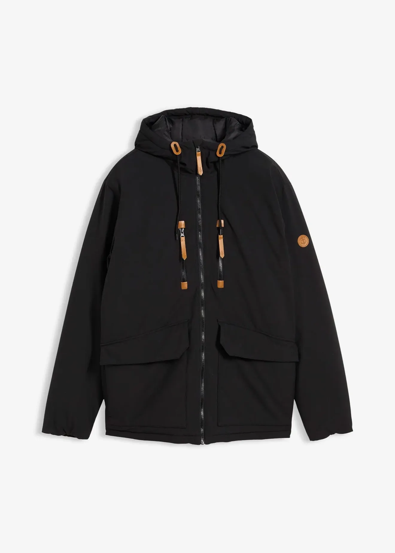 Homme bonprix Vestes|Parka d’hiver à capuche et détails enduits