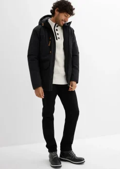 Homme bonprix Vestes|Parka d’hiver à capuche et détails enduits